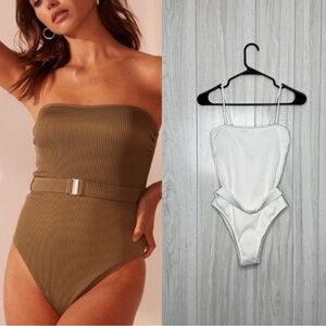 NWT Abercrombie & Fitch Ribbed Belted One Piece Swimsuit Cheeky size S Small